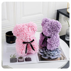 1pc 20cm Rose Bear Artificial Foam Flowers Romantic  Bear - Gifts For Valentines Day Anniversary Wedding Birthday with Box