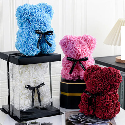 1pc 20cm Rose Bear Artificial Foam Flowers Romantic  Bear - Gifts For Valentines Day Anniversary Wedding Birthday with Box