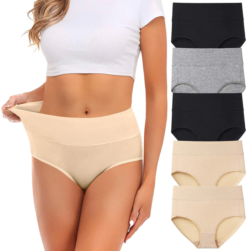 Womens Underwear,Cotton Mid Waist No Muffin Top Full Coverage Brief Ladies Panties Lingerie Undergarments for Women Multipack Small Multi-h-5 Pack